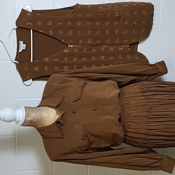 Soft Sueded Fabric Whipstitch Blouse Embroidered Vest Broomstick Skirt 3 Piece - Picture 14 of 16